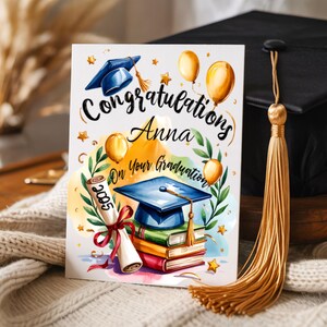 Biglietto di laurea personalizzato modificabile 5x7 Biglietto mobile / Modello di biglietto di congratulazioni per laureati / Aggiungi nome e anno / Download digitale stampabile / Templett