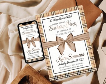 Classy & Chic Birthday Party Invitation Template for Her, Designer Couture Invite, Editable Invitation, Instant Download, Printable