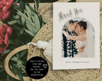 Modern Wedding Photo Thank You Card | Minimalist Wedding Thank You Card | Boho Wedding Thank You Card | Modern Minimalist Wedding