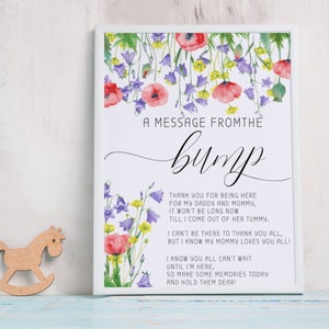 Message From the Bump Sign Message from Baby, Baby Shower, Baby Bump Sign, Baby shower Decor, Bump Sing 8x10 Printable Instant Download• BWF
