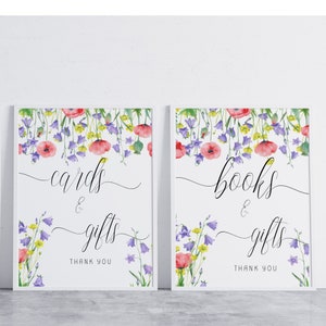 Cards and Gifts Sign, Wildflower Cards Sign, Gifts Table Sign, Books and Cards Sign, Floral Cards and Gifts, TEMPLETT, • BWF
