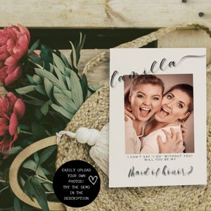 Will You Be My Bridesmaid | Bridesmaid Photo Card | Photo Bridesmaid Proposal | Modern Minimalist Wedding | Boho Bridesmaid Proposal