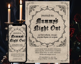 Halloween Mummy's Night Out Invitation,Halloween Party Invites, Horror Halloween Birthday Invitations, Halloween Invitation, Mum Night Out