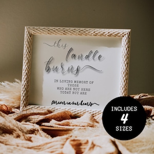 In Loving Memory Sign, This Candle Burns Printable Wedding Sign, In Loving Memory Template, Minimalist Wedding Decor, Memorial Sign -