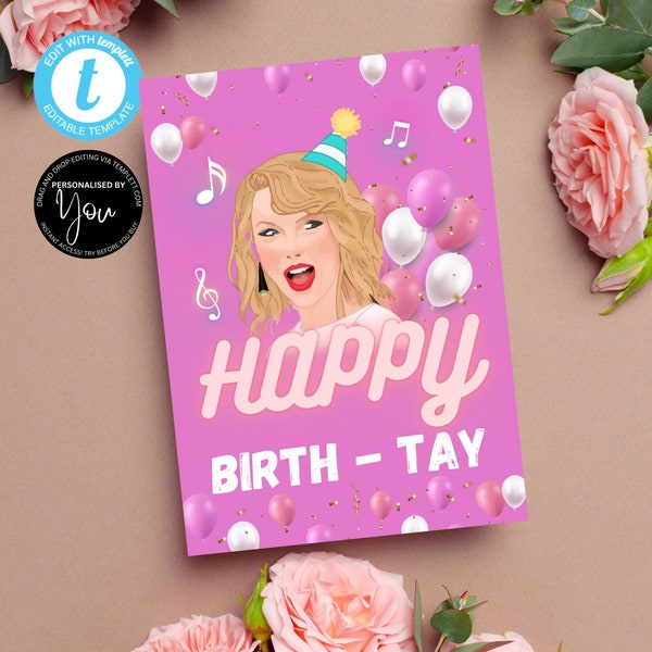 Funny Swifty Birthday Card for Her, Music Bday Card for Friend, Sister, Daughter, Niece, Bestie, Music, Pop, Taylor, Happy Birth-TAY!