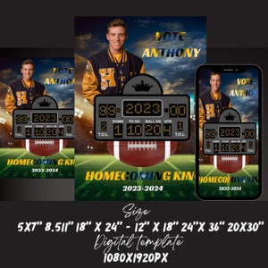 Vote homecoming King , Social Media Flyer, Class campaign Flyer, high School homecoming, college homecoming, High School Colors