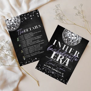 The Eras | Trendy Swiftie Bachelorette Invitation + Itinerary Template | 5x7 Custom DIY Templett Design | Eras Tour Bachelorette Theme