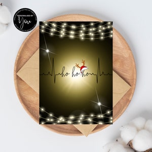 Heart Beat kerstkaart, verzorgerskaart, NHS, waarderingskaart, Heartbeat Line kerstkaart - kerstkaart - kerstziekenhuiskaart