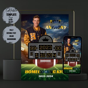 Vote homecoming King , Social Media Flyer, Class campaign Flyer, high School homecoming, college homecoming, High School Colors