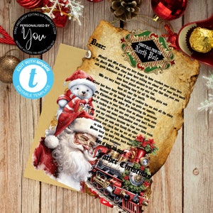 Carta de Papá Noel, Carta de Navidad de Papá Noel, Carta de Papá Noel de Navidad, Carta de Papá Noel editable, DESCARGA INSTANTE, Plantilla imprimible, Kraft