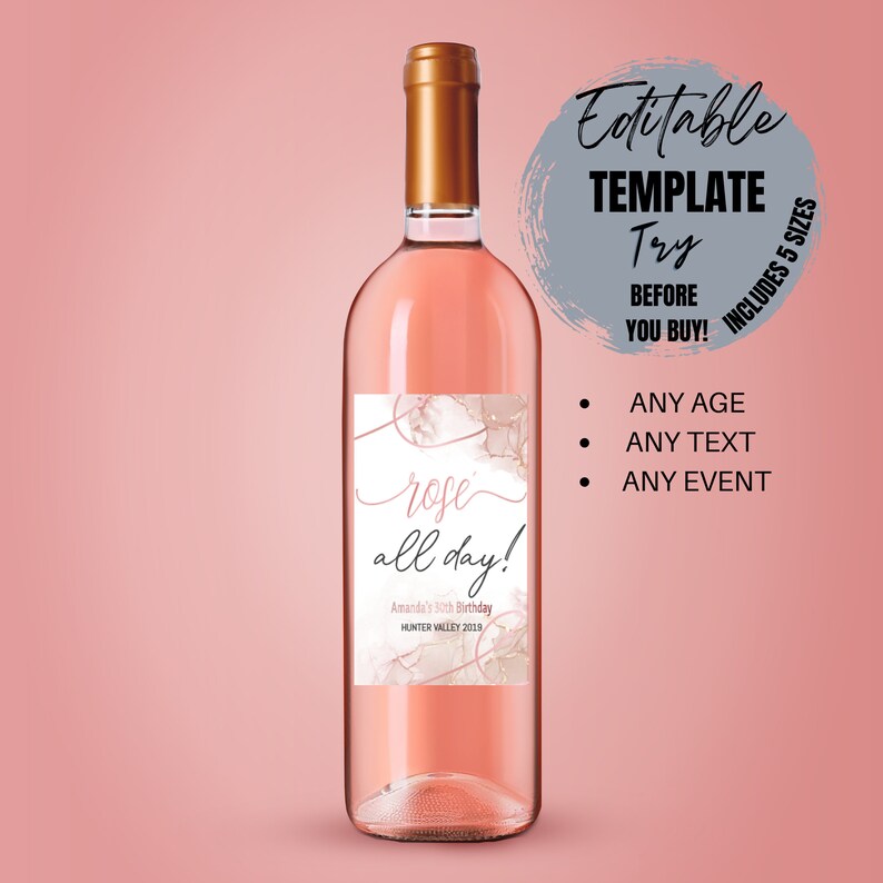 Minimalist Birthday Wine Label Template/editable Custom Template ...