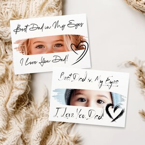 Beste vader in mijn ogen Gepersonaliseerde Vaderdagkaart met foto van het oog van je kind Beste vaderdag aangepaste foto penseelstreek DIY bewerkbare kaart