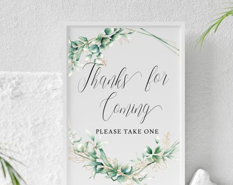 Greenery Thank You Favors Sign, Thank you Favors Sign, Printable Thank You Sign, Shower Sign, Edit with TEMPLETT, Favors Sign, Printable GWT
