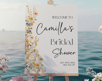 Bridal Shower Welcome sign, Wildflower Bridal Shower Welcome sign template, Colorful Floral Welcome Sign