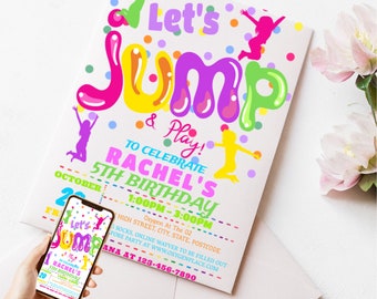 Jump Invitation Editable Jump Birthday Invite Trampoline Party Bounce House Jump Party Let's Jump Girl Editable Printable Download