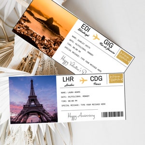 Editable Boarding Ticket Template, Surprise Airline Gift, Surprise Boarding Pass, Invitation Gift, Vacation Ticket, Printable Airline Ticket