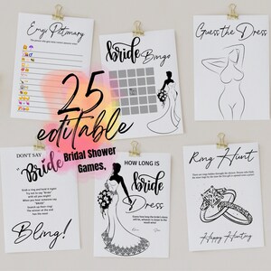 Bridal Shower Games Bundle, Minimalist Wedding Shower Games, Printable Bridal Shower Games, Editable Bridal Party Games, Bride or Groom Game