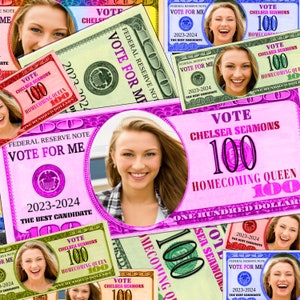 Abschlussball Königin, Heimkehr Kampagne Geld, Heimkehr 100 Schein, für mich stimmen, Wahl, Kampagne,Druck und Schnitt,nur digitale Datei,Spielgeld