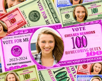 Prom Queen, Homecoming Campaign Money, Homecoming 100 bill, vote for me, election, campaign,Print and cut,digital file only,Play Money