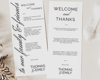 Plantilla de agradecimiento de mesa de boda minimalista, nota de servilleta de agradecimiento, agradecimiento imprimible, ajuste de lugar gracias, editable