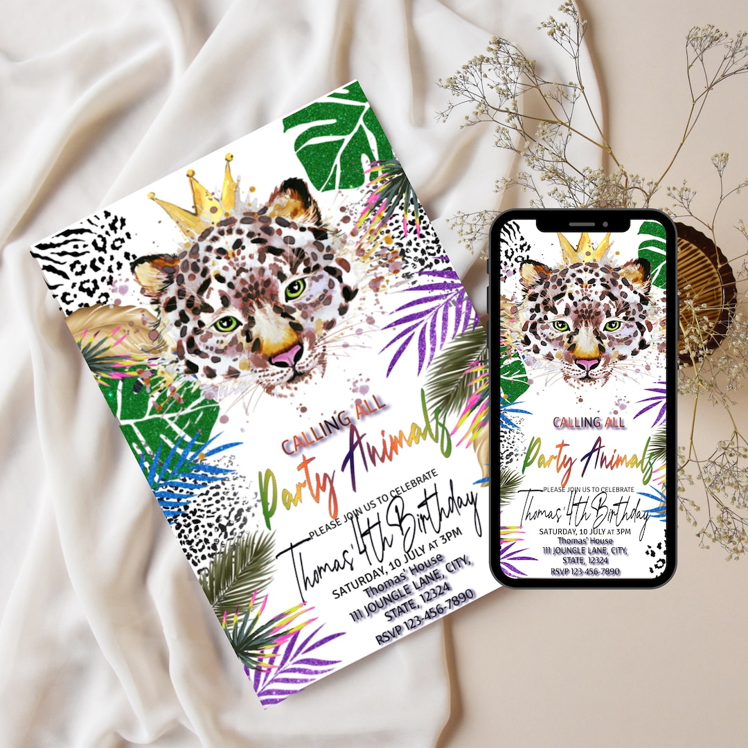 Bandera Feliz Cumpleaños Animal Decoración Cumpleaños Guepardo