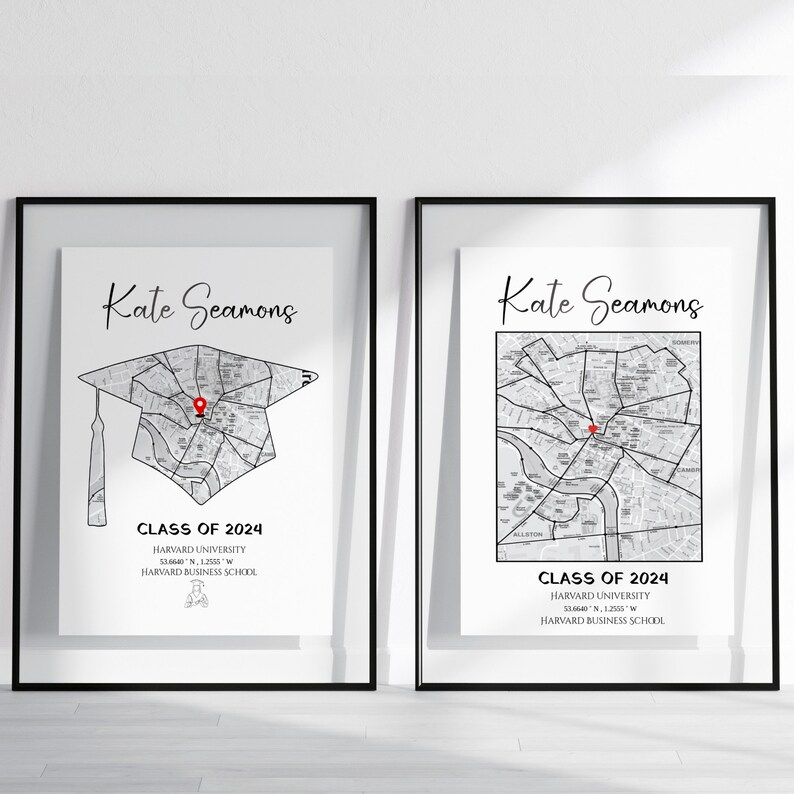 Custom Graduation Print Map Gift, Uni Wall Art, Graduation Gifts for ...