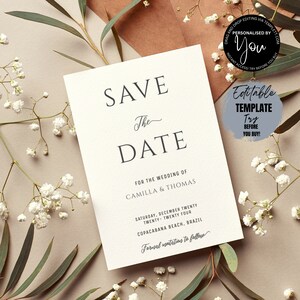 Modern Minimal Save the Date Editable Template, Printable Save The Date, Save Our Date, Date Announcement Templett,Instant Download #CAMILLA