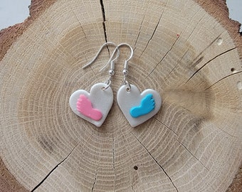 Gender Reveal Party Baby Shower Earrings Pink Blue Girl Boy Baby Feet Earrings Gift Ideas