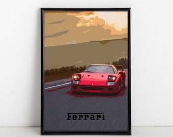 Poster, affiche Ferrari F40, Cadeaux et merch