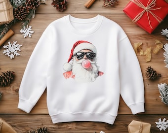 Retro Santa Christmas Blowing Bubble PNG, Vintage Merry Christmas PNG, Funny Santa With Sunglasses Xmas Holiday Sublimation Digital Download