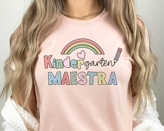 Maestra Kindergarten, Maestra De Kinder, Maestra Español, Maestra Bilingue, K Is For Kinder, Kindergarten Sweatshirt, ESL Teacher, Maestra