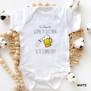 Anuncio De Embarazo, Tio Anúncio de Gravidez, Anúncio de Gravidez Espanhol, Anúncio de Gravidez, Anúncio de Bebê Onesie