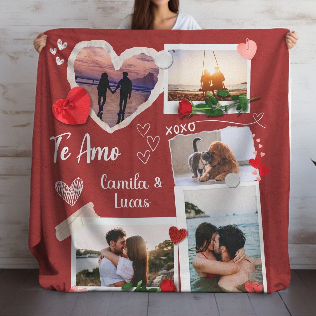 Custom Blanket Couple, Couple Blanket, Customizable Photo Blanket