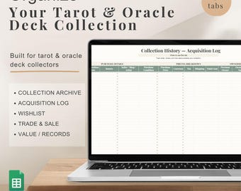 Tarot & Oracle Deck Collection Tracker Spreadsheet | Deck Organizer and Inventory System | Google Sheets Template