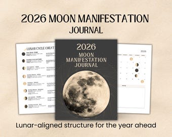 2026 Moon Manifestation Journal PDF | Lunar Planner for Intention & Reflection | Minimal Printable Digital Download