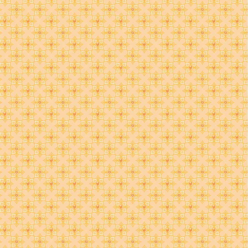 Puede incluir: Un patr&oacute;n sin costuras con un dise&ntilde;o repetitivo de estrellas amarillas y naranjas sobre un fondo naranja claro.