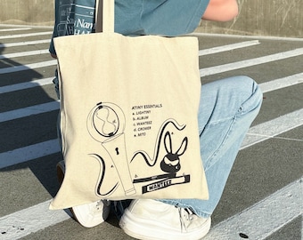 Ateez Essentials Tote Bag, ATZ Tote, ATINY Gift, Kpop Merch, Aesthetic Design, Lightiny Lightstick, Kpop Tote