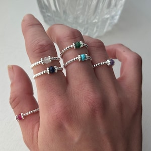 Birthstone rings. 925 Sterling silver. Healing gemstones. Birthday gifts. Gifts for her. Dainty.