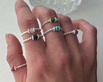 Birthstone rings. 925 Sterling silver. Healing gemstones. Birthday gifts. Gifts for her. Dainty.