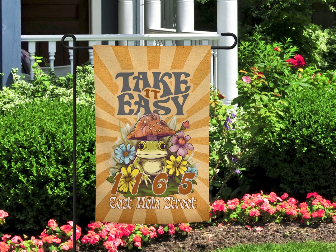 Custom Retro Frog Address Flag Garden Flag Take It Easy Etsy