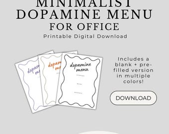 Minimalist Office Dopamine Menu - 4 Color Bundle | Printable Digital Download