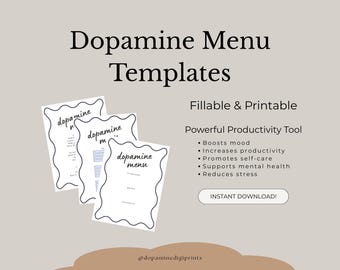 Editable Dopamine Menu Template | Printable Self-Care Download