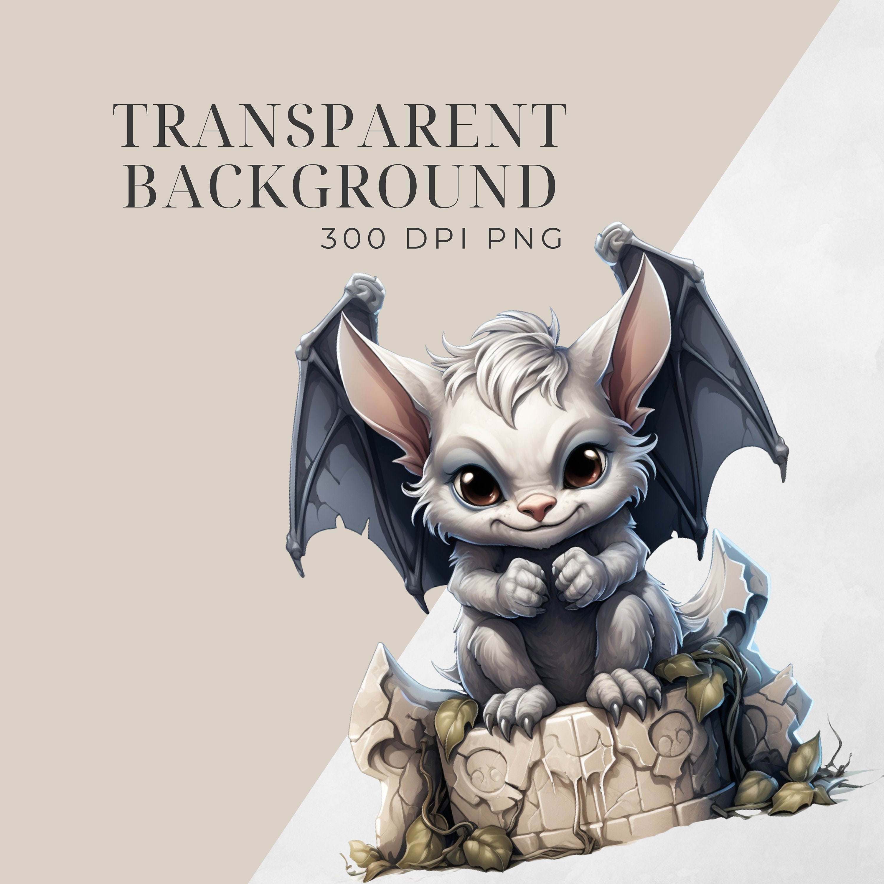 Spooky Gothic Gargoyle Clipart, SINGLE IMAGE, Cute Cottagecore Clipart ...