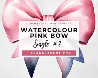 Pink Bows Clipart, Watercolor Clip Art, Cute Present Bow PNG Watercolor Graphics, Birthday Gift Ribbon Bow, Gift Bow Clipart, PNG,