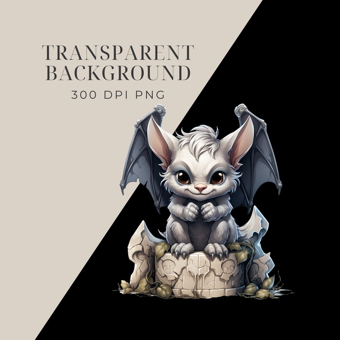 Spooky Gothic Gargoyle Clipart, SINGLE IMAGE, Cute Cottagecore Clipart ...