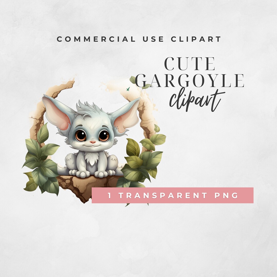 Adorable Cottagecore Gargoyle Clipart, SINGLE IMAGE, Spooky Cottagecore ...