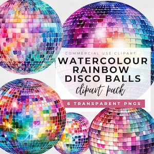 Boule disco rétro Png, clipart boule à facettes, boule disco boule décor clipart rétro, usage commercial parti graphiques, fichier PNG de boule disco arc-en-ciel miroir