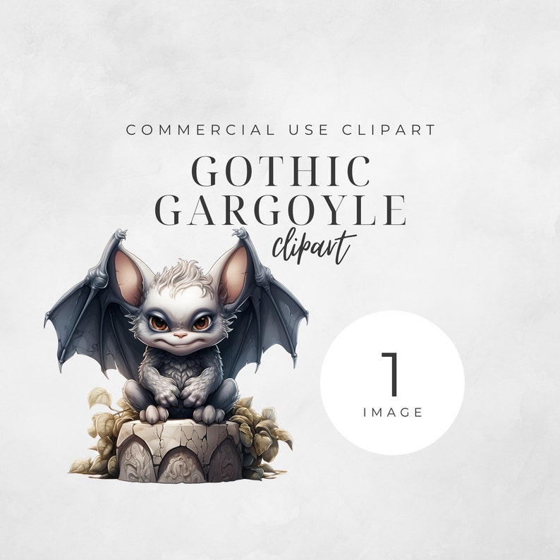 Cute Gothic Gargoyle Clipart, SINGLE IMAGE, Spooky Cottagecore Clipart ...
