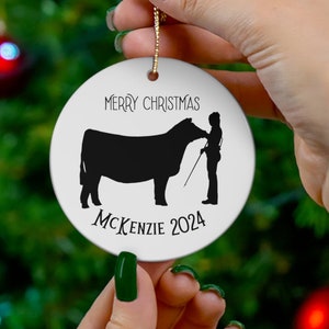 Personalized Livestock Christmas Ornament, Personalized Show Cow Ornament, Cow Ornament, Steer Ornament, Heifer Ornament, Christmas Ornament