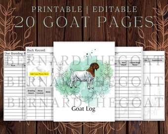 Goat Operation Log - Printable - Digital Download - Canva Template - Farm Log - Show Goat - Breeding Goat -  Goat Health - Goat Diary